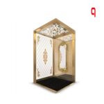 Aufzug, goldene Edelstahlkabine