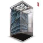 Aufzugskabine aus satiniertem Edelstahl